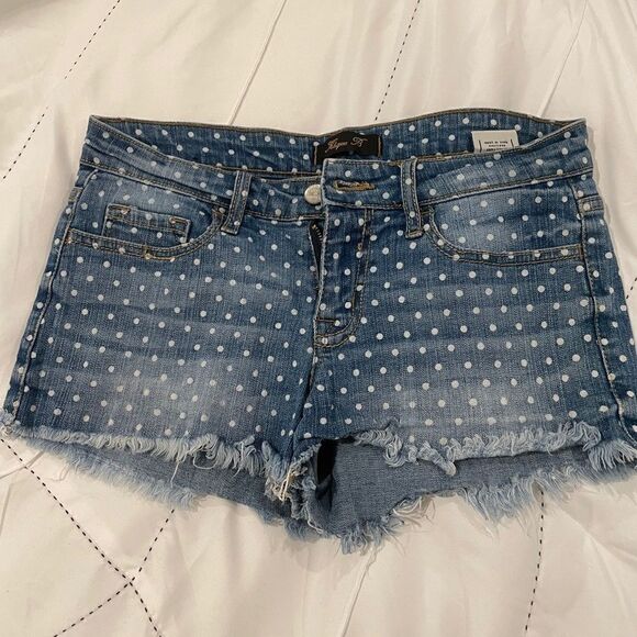 Polka Dot Jean Shorts  - Picture 1 of 5
